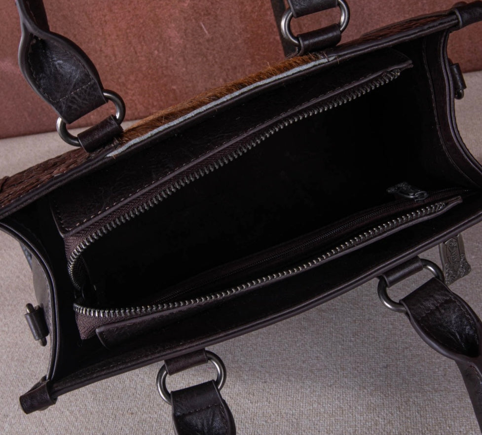 Trinity Ranch Hair On Cowhide Floral Tooled Concealed Carry Bag