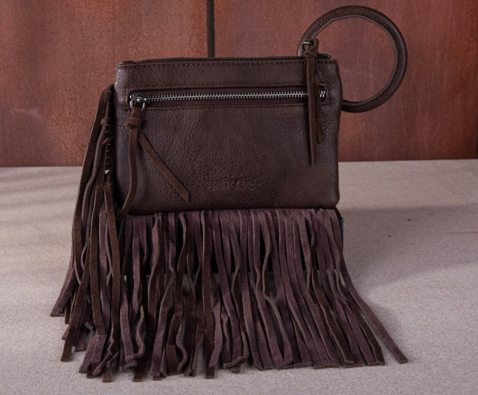 Trinity Ranch Genuine Hair On Cowhide Ring Handle Wristlet