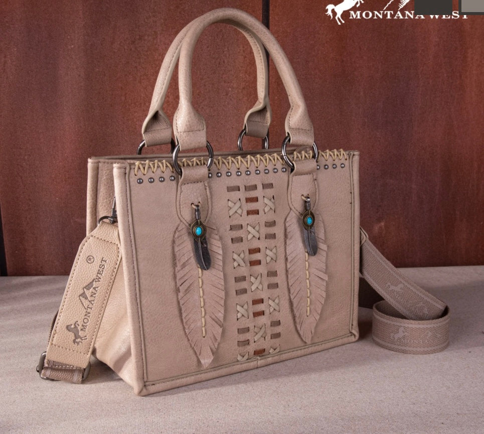 Montana West Feather Collection Tote/Crossbody