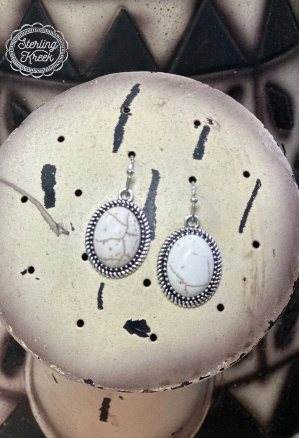 White Buffalo Stone Earrings