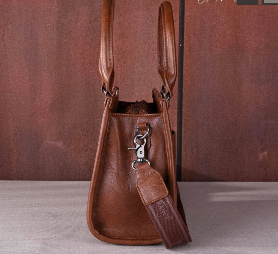 Trinity Ranch Hair On Cowhide Floral Tooled Concealed Carry Bag