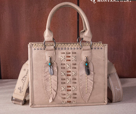 Montana West Feather Collection Tote/Crossbody