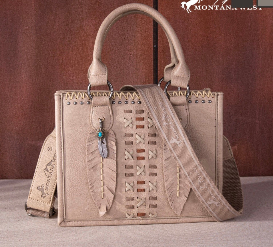 Montana West Feather Collection Tote/Crossbody