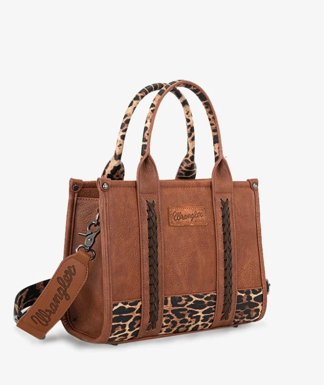 Wrangler - Leopard Print Crossbody Tote Bag