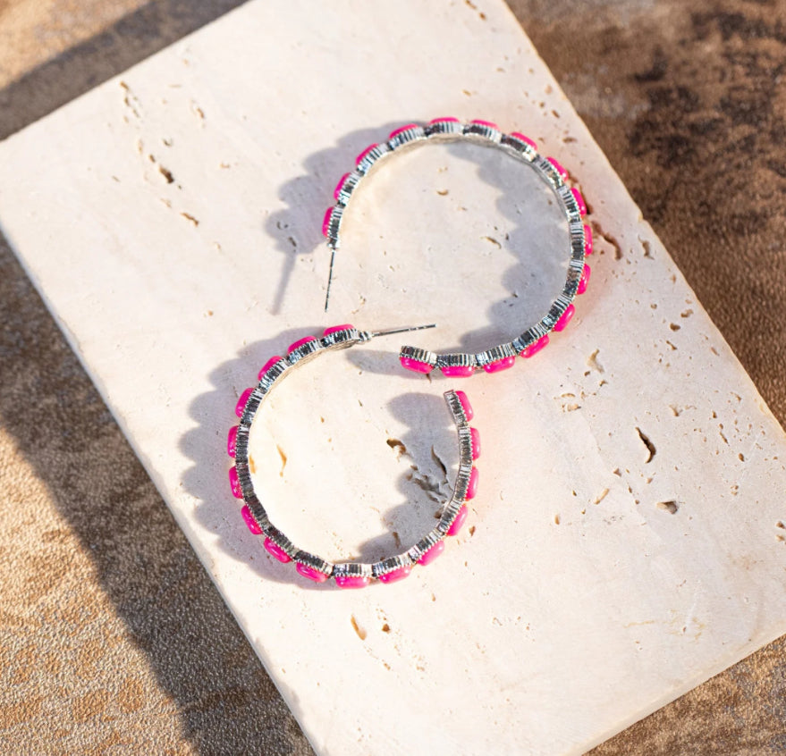 Natural Stone Hoop Earrings