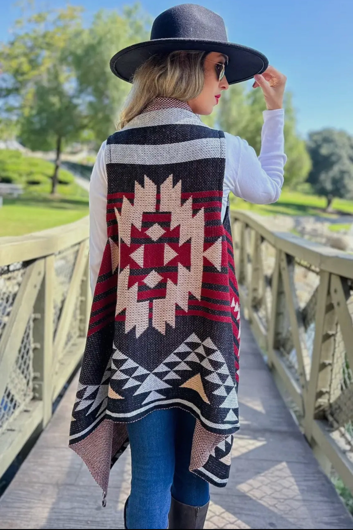 Western Aztec Cowl Vest